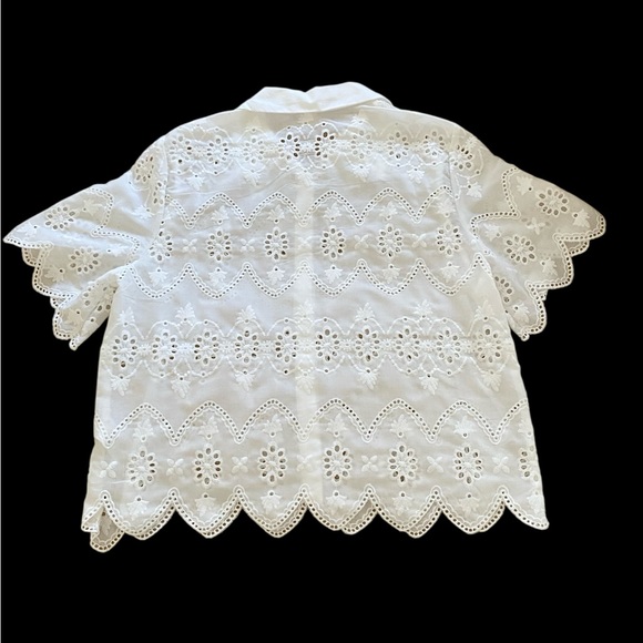 White Eyelet Lace Women's Top - Picture 2 of 5